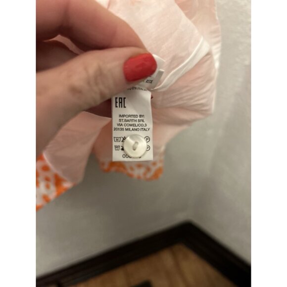 st barth cotton dress medium Orange Ruffle Cottagecore Quiet Luxury Italian - Picture 10 of 12